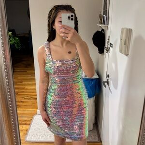English Factory Iridescent Sequin Mini Dress